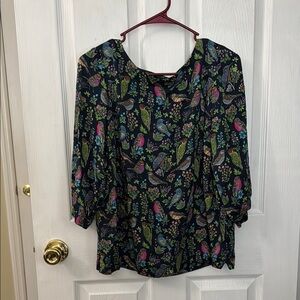 J.Jill Floral Bird Print Women's Top